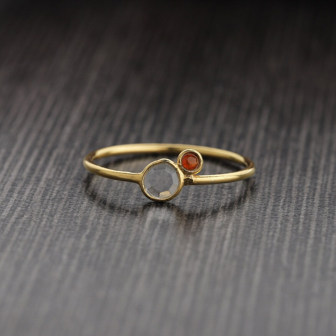 Crystal Carnelian Sterling Silver Ring, Tiny Crystal Ring, August Birthstone Ring, Carnelian Gemstone Gold Ring, White Crystal Ring