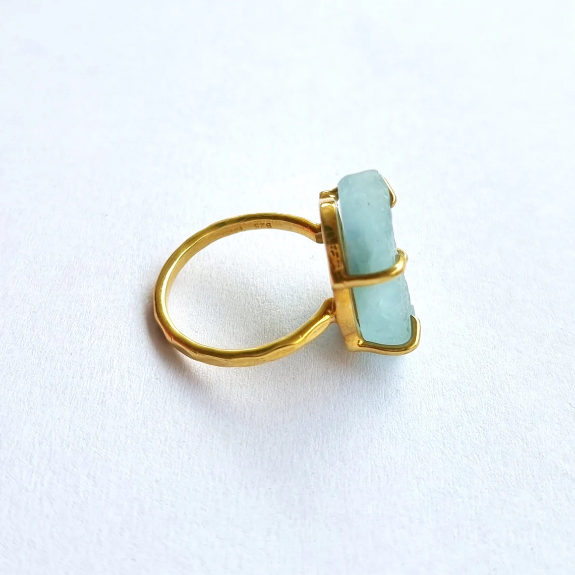 Raw Aquamarine Ring, Sterling Silver Jewelry, Natural Aquamarine , Antique Ring, Rough Stone Ring, Statement Ring, Gift For Mom