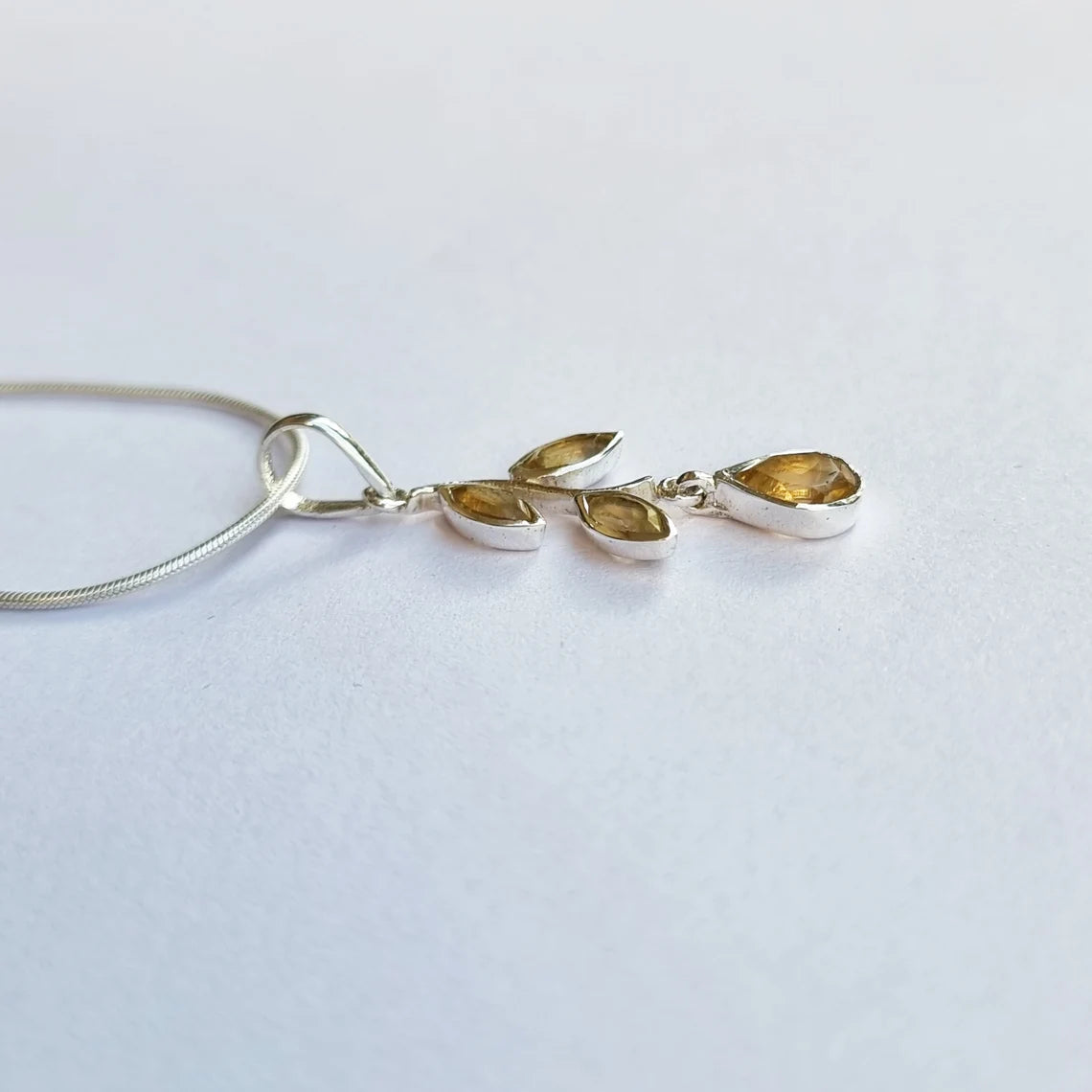 Natural Citrine Pendant - Leaf Citrine Pendant - Multi Citrine Pendant - Citrine Gemstone Pendant - Citrine Silver Pendant