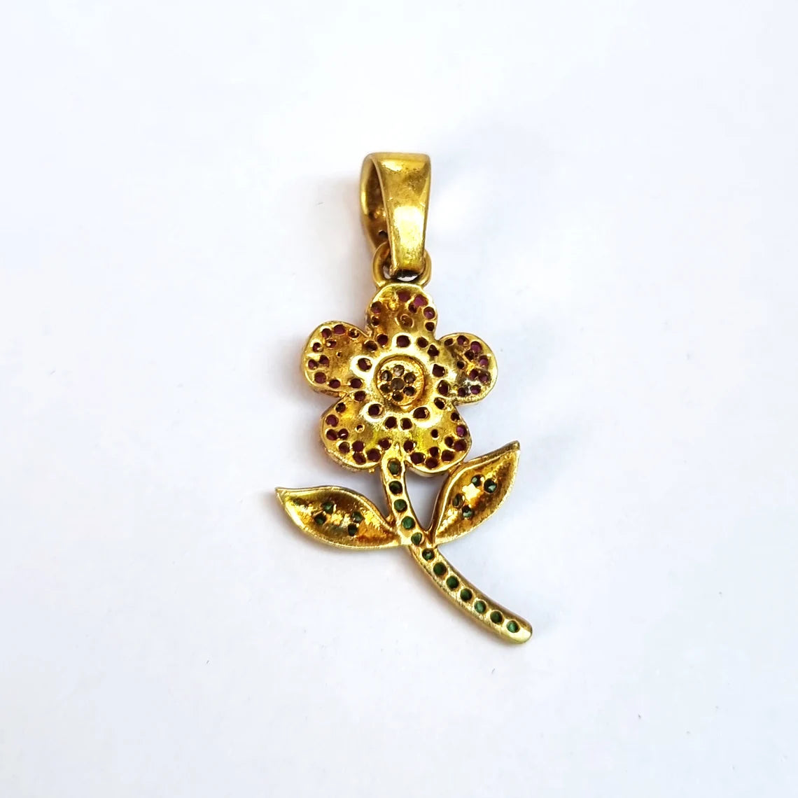 ruby flower pendant green serorite pendant, ruby gemstone victorian pendant, black oxidised finish pendant