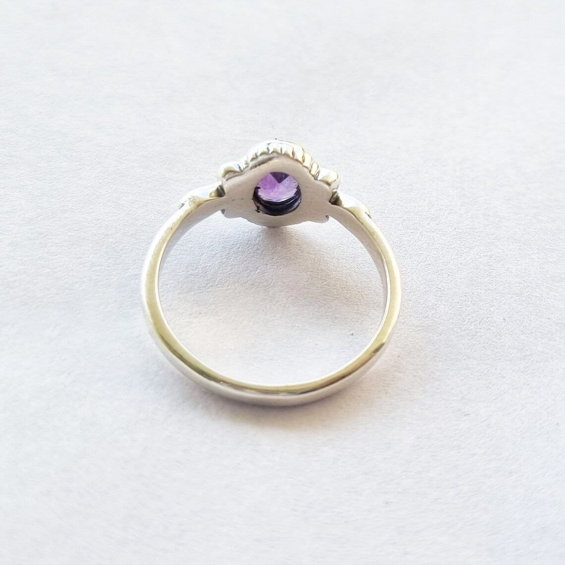 Amethyst Oval Silver Ring, Sterling Silver Amethyst Minimalist Ring, Amethyst Birthstone Ring, Amethyst Gemstone Ring