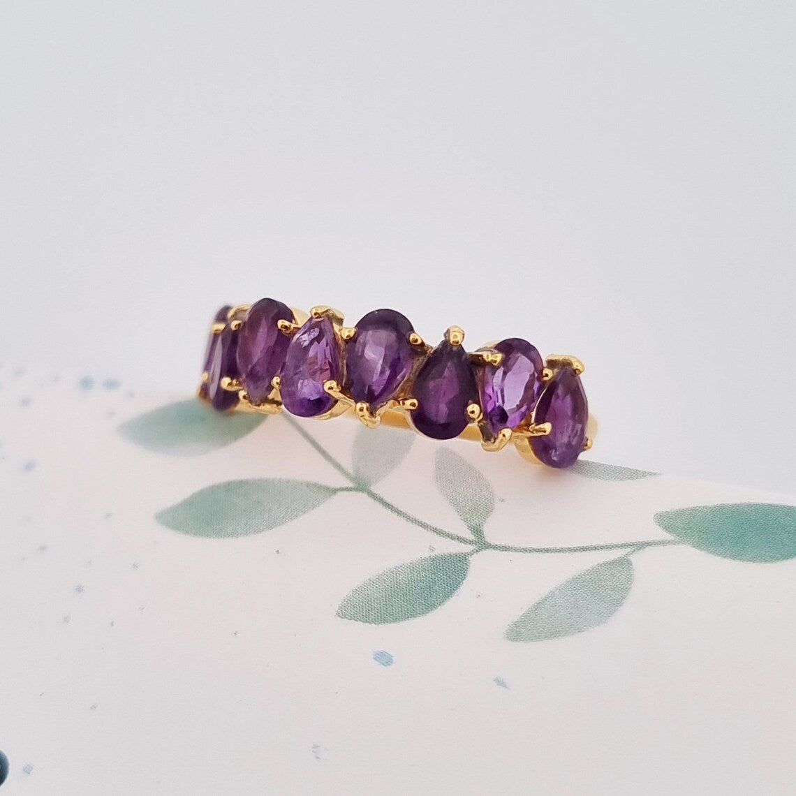 Gold Plated on 925 Sterling Silver - Amethyst Ring - February Birthstone Ring - promise ring, wedding ring, friendship ring