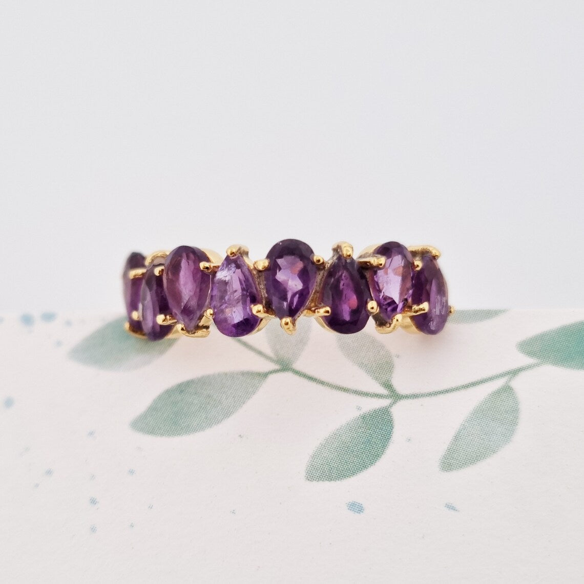 Gold Plated on 925 Sterling Silver - Amethyst Ring - February Birthstone Ring - promise ring, wedding ring, friendship ring