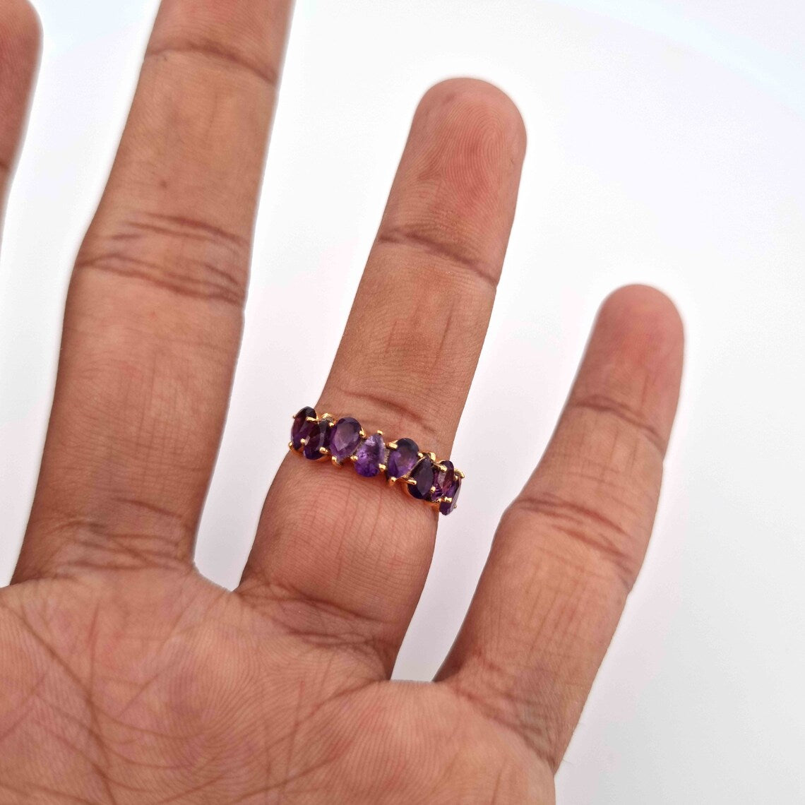 Gold Plated on 925 Sterling Silver - Amethyst Ring - February Birthstone Ring - promise ring, wedding ring, friendship ring
