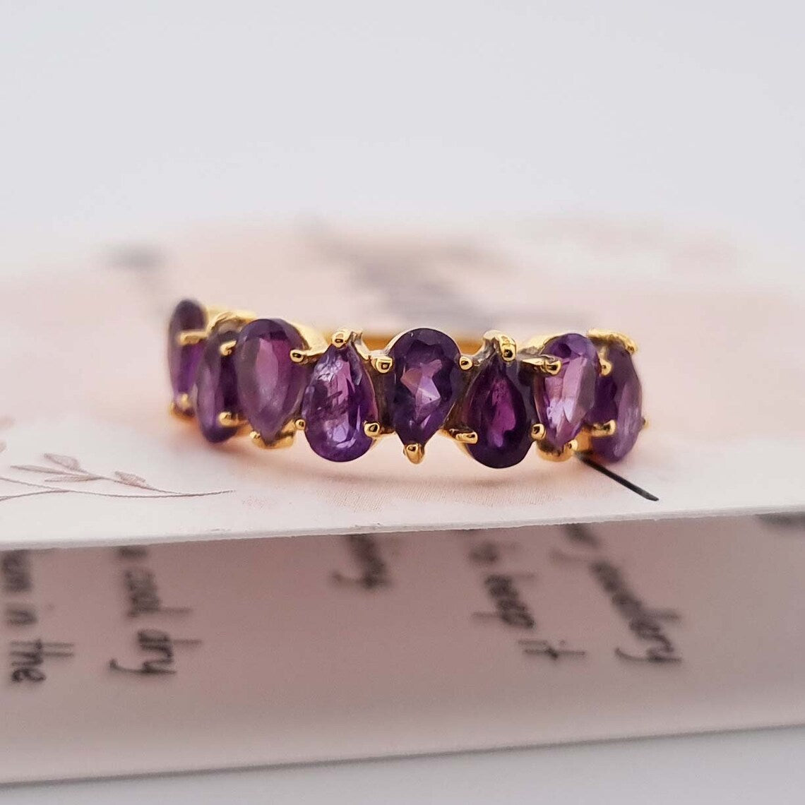 Gold Plated on 925 Sterling Silver - Amethyst Ring - February Birthstone Ring - promise ring, wedding ring, friendship ring