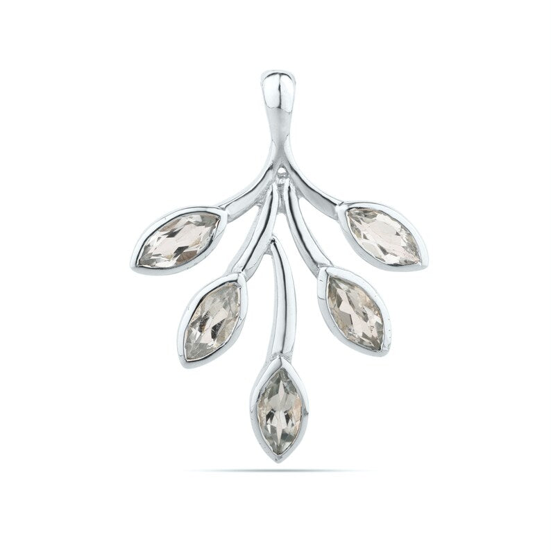 Natural Blue Topaz Pendant-Natural Citrine Pendant-Gemstone Pendant-Tree Pendant-Tree Style Pendant-Leaf Design-Unique Pendant