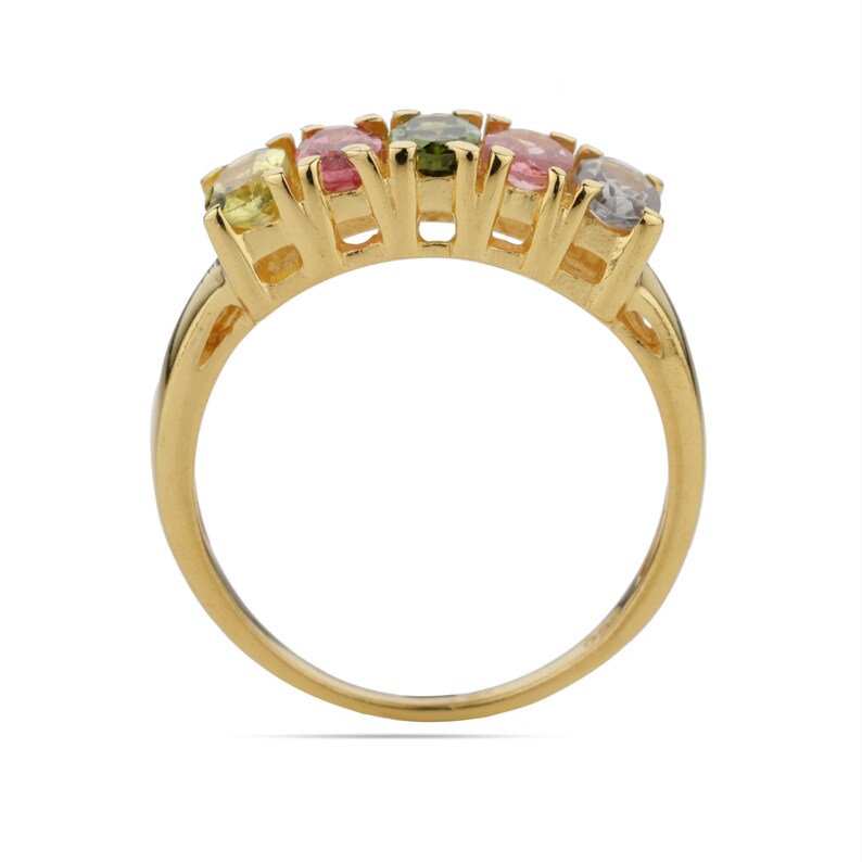 Multi Tourmaline Gemstone Stacking Band Eternity Matching Wedding Band Bridesmaid Promise Jewelry Art Deco Minimalist Ring Mother's Day Gift