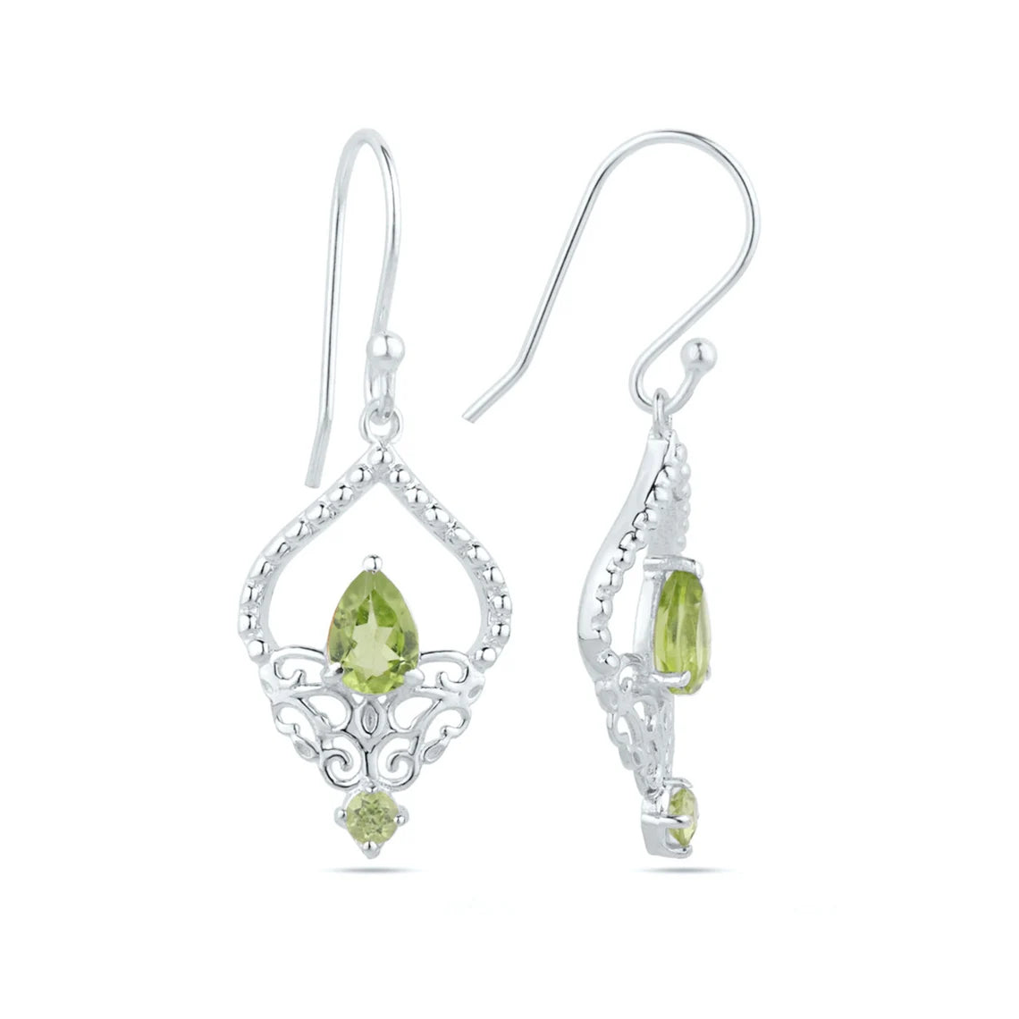 Natural Peridot Earrings Green Peridot Silver Earrings 925 Sterling Silver Peridot Earrings Gift for her