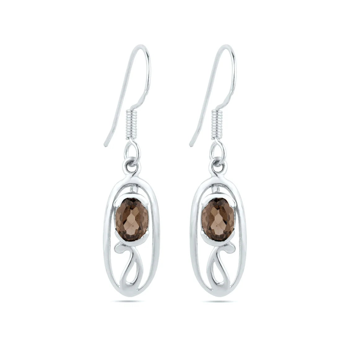Smoky Quartz Gemstone earrings, 925 Sterling Silver Smoky Earrings, Brown Gemstone Silver Earrings, Smoky Topaz Jewelry, Gift For Her