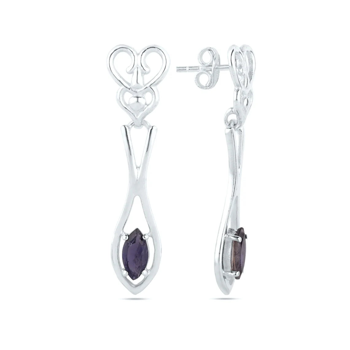 Iolite Gemstone Earrings - Iolite Dangle Earrings - 925 Sterling Silver Iolite Earrings - Iolite Jewelry