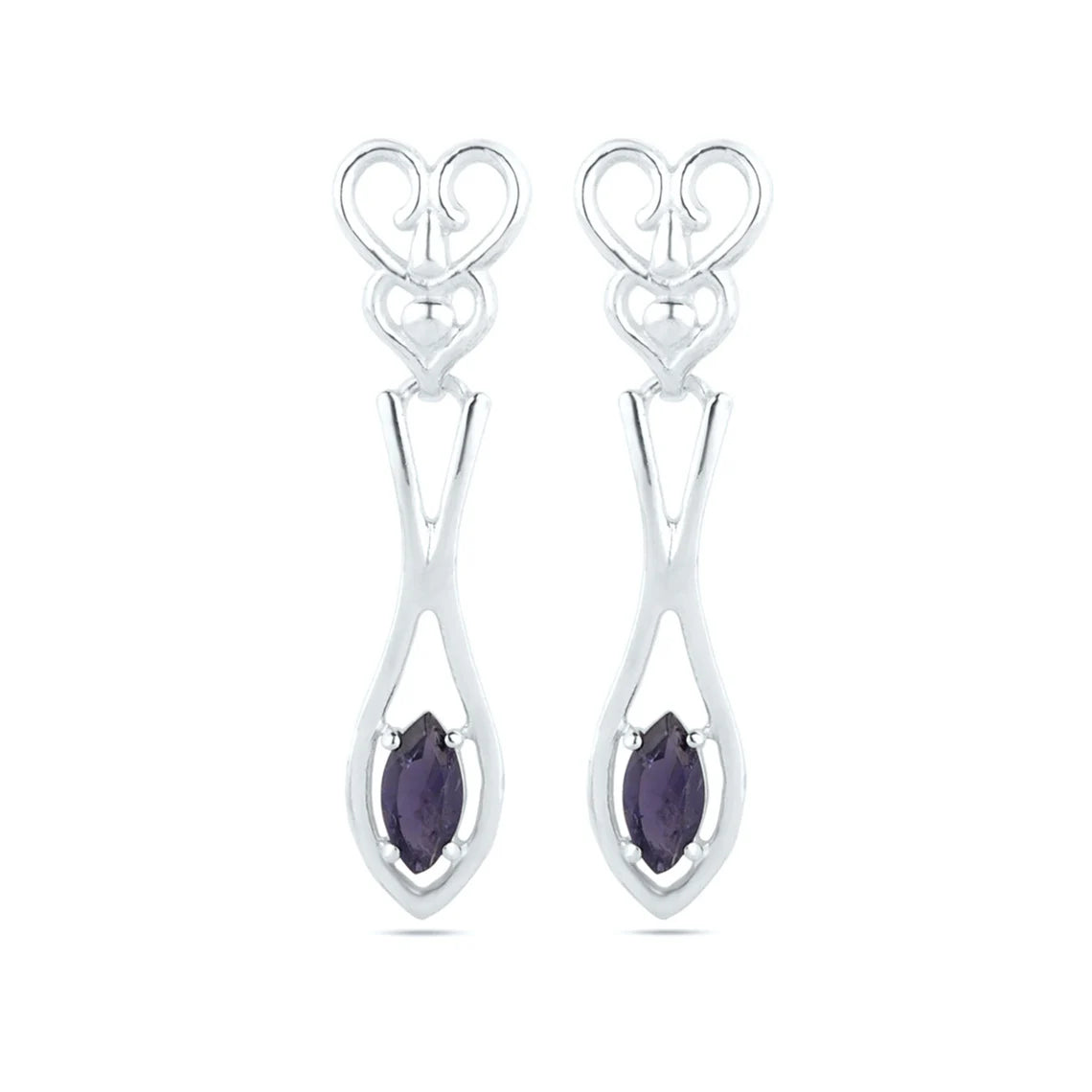 Iolite Gemstone Earrings - Iolite Dangle Earrings - 925 Sterling Silver Iolite Earrings - Iolite Jewelry