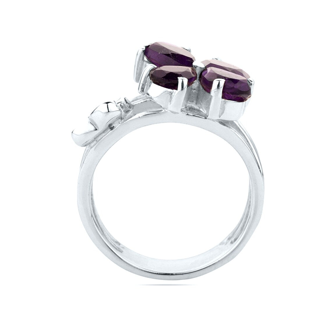 Amethyst Pear Flowers Engagement / Wedding 9250Sterling Silver Ring