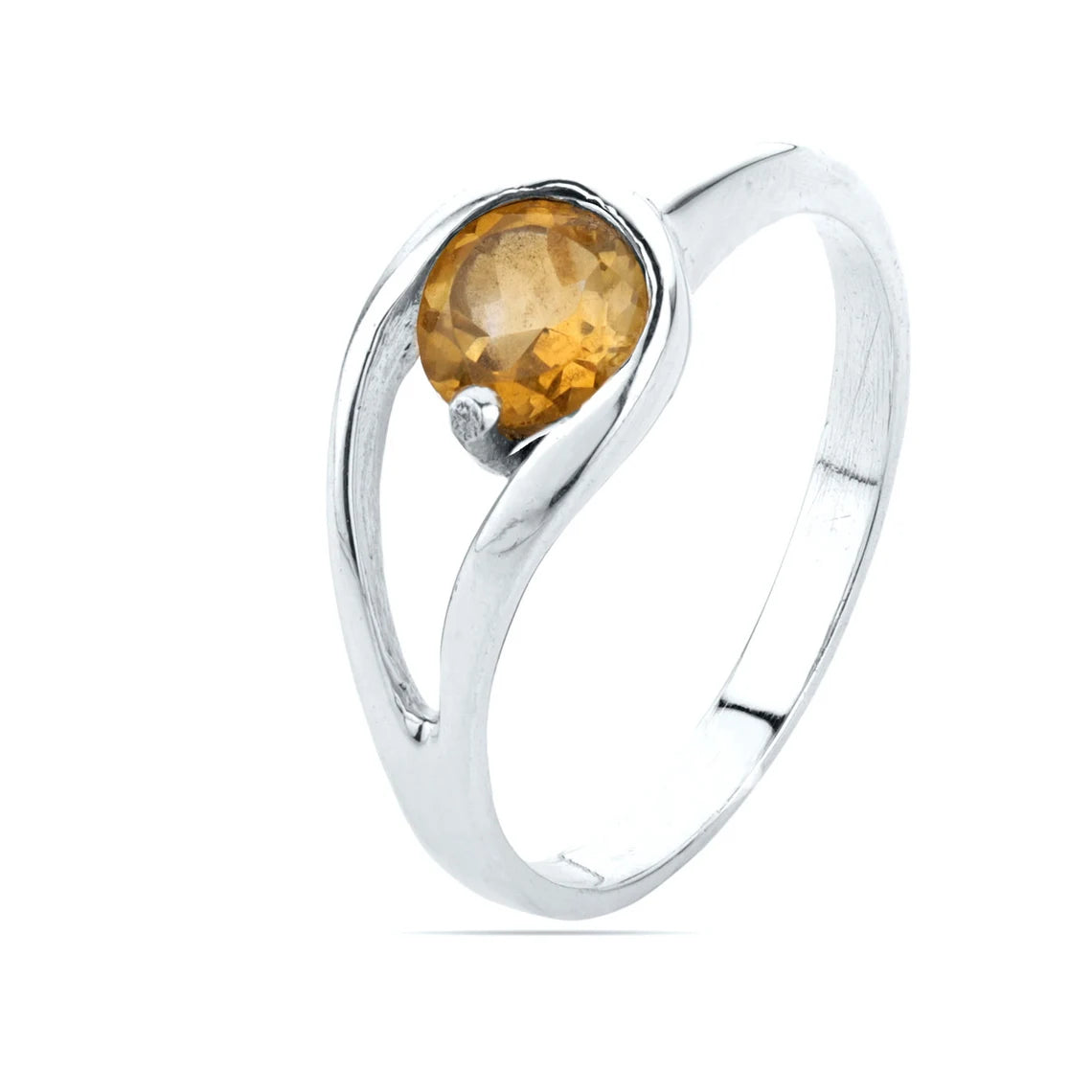 Natural Citrine Gemstone Ring in 925 Sterling Silver