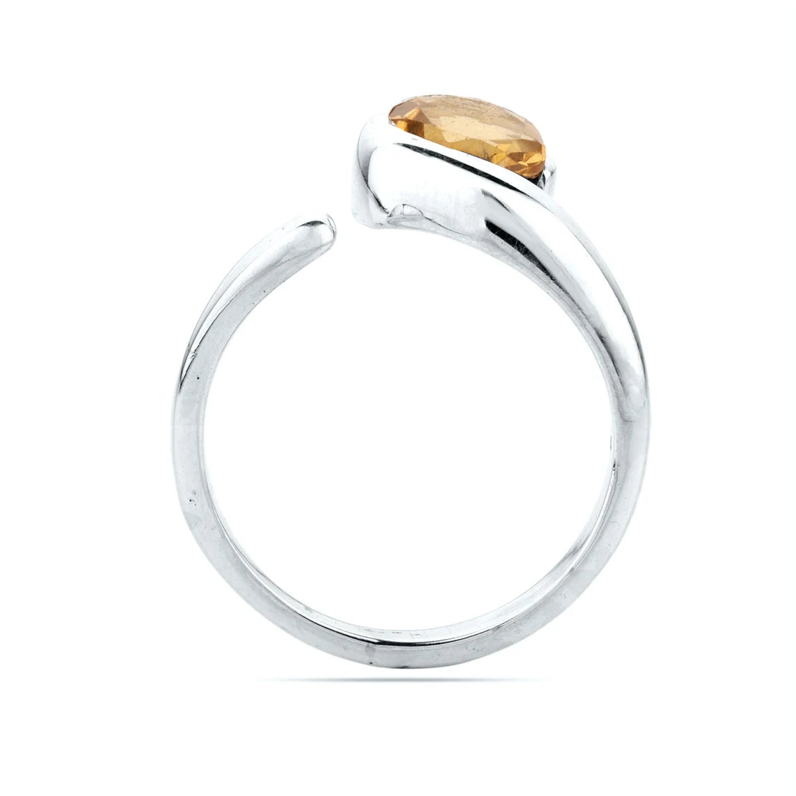 Adjustable Citrine Gemstone 925 Sterling Silver Ring