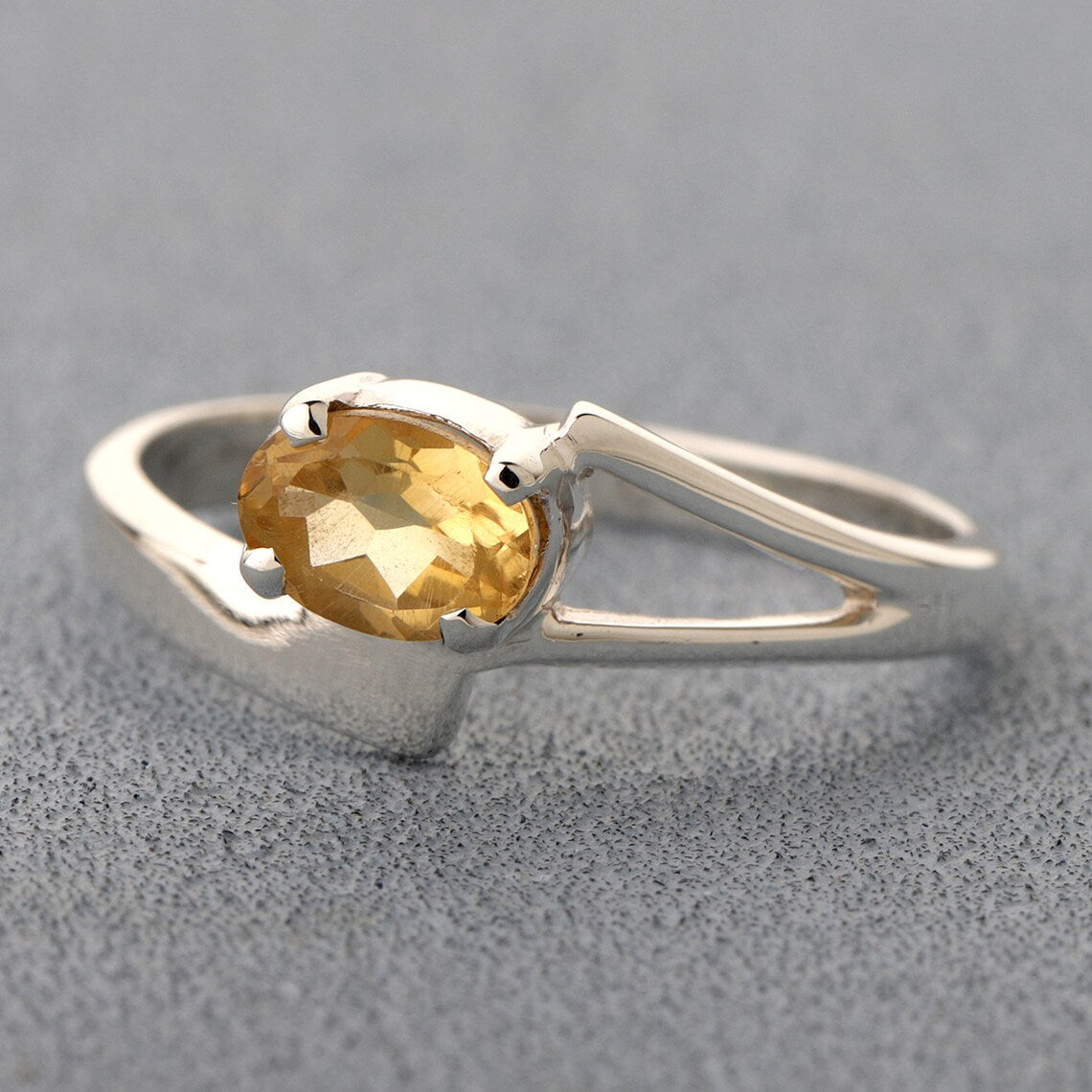 Yellow Citrine Handmade Ring in 925 Sterling Silver