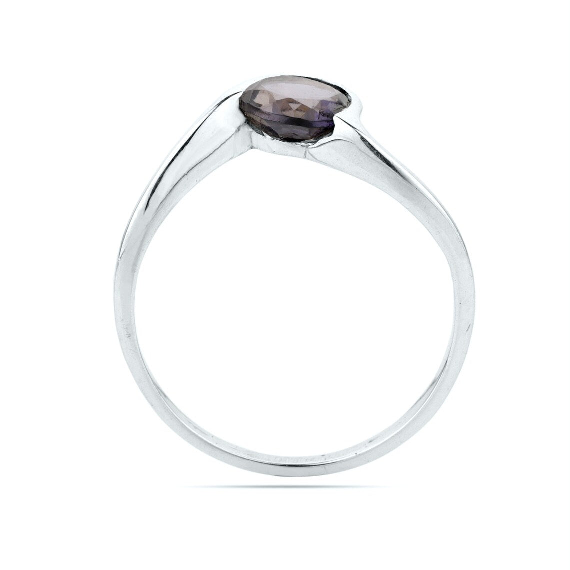 Iolite Silver Gemstone Ring, Round cut ring