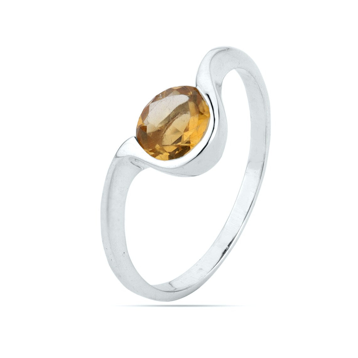 Round Citrine Ring, Natural Citrine Ring, Citrine Delicate Ring, Promise Ring, November Birthstone Ring