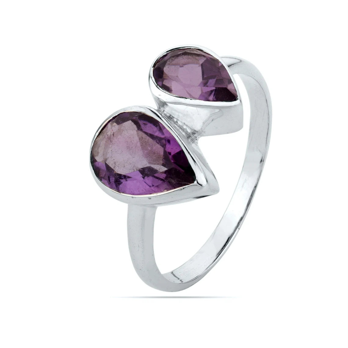 Amethyst Silver Ring, Boho Ring, Statement Ring, Purple Stone Ring