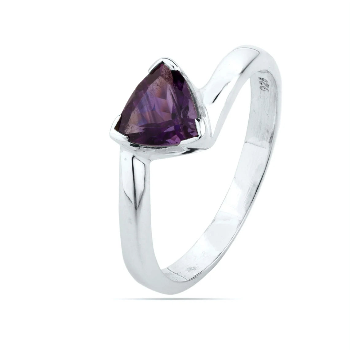 Amethyst Ring- Amethyst Gemstone Ring- February Birthstone Ring- Trillion Cut Amethyst Ring - 925 sterling silver