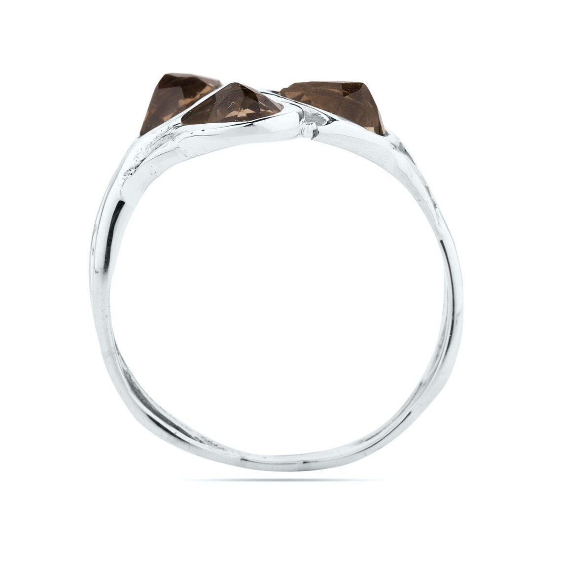 925 Sterling Smoky Quartz Pear Stackable Ring