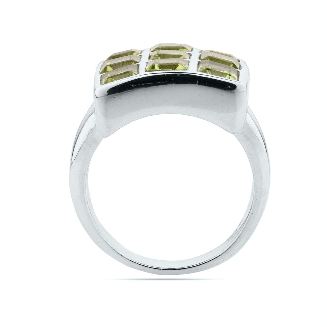 Natural Peridot Ring, 925 Sterling Silver Ring, Square pattern Ring, Handmade Band Rings for Men Women Ring Peridot Square Ring