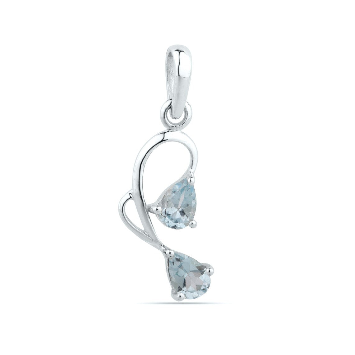 Blue topaz pendant, 5×7mm pear shaped Blue topaz necklace solitaire pendant, December birthstone, bridal pendant