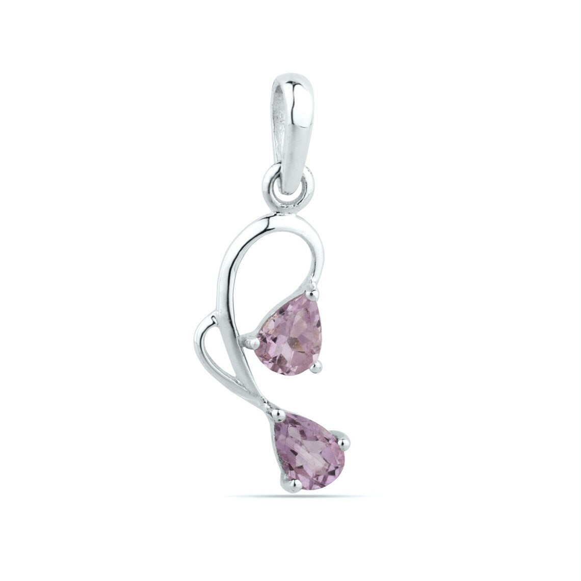 Beautiful Amethyst Pendant in 925 Rhodium Silver