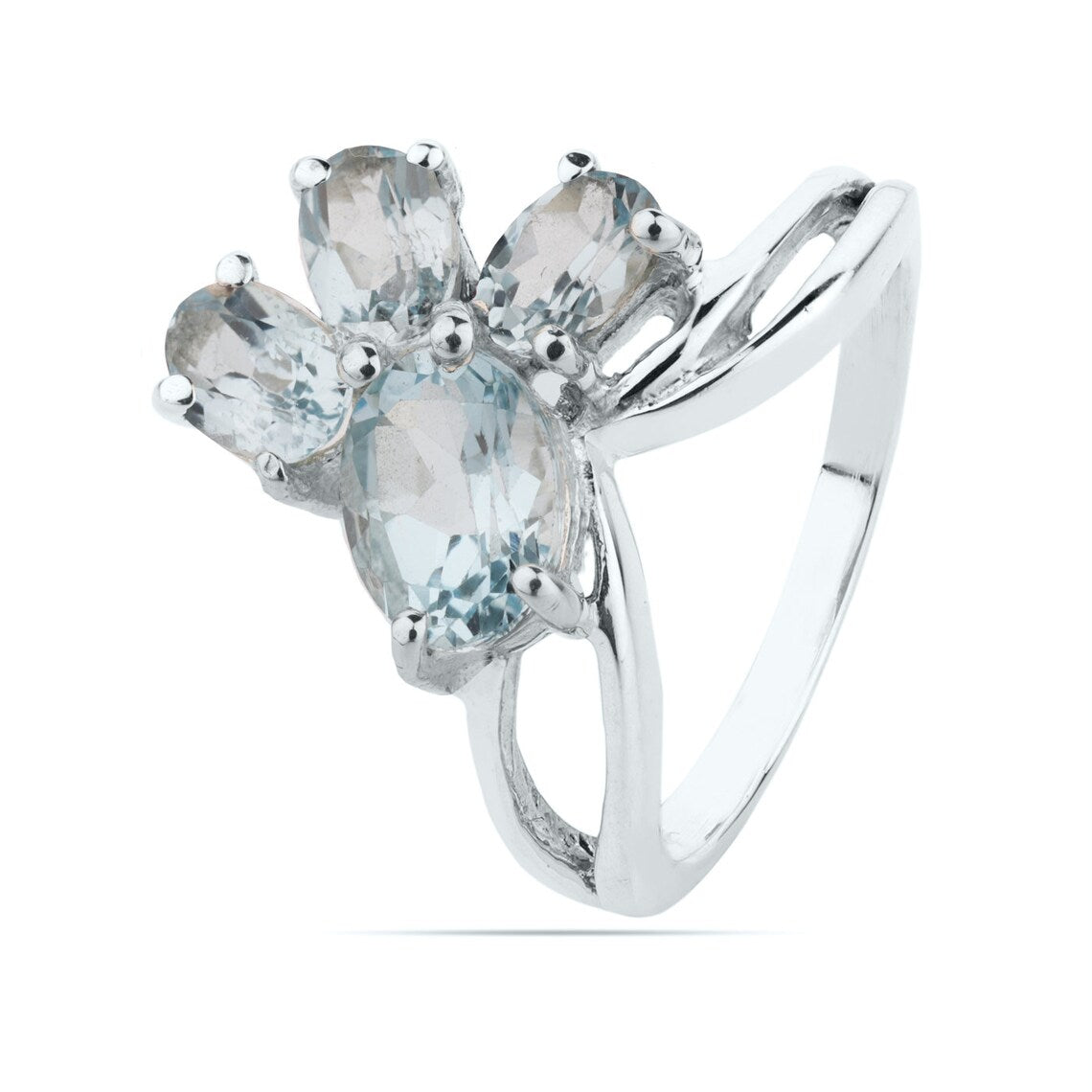 Multi Gemstones Ring, Amethyst cluster ring, blue topaz cluster ring, peridot cluster ring, Amethyst Ring 925 Sterling Silver