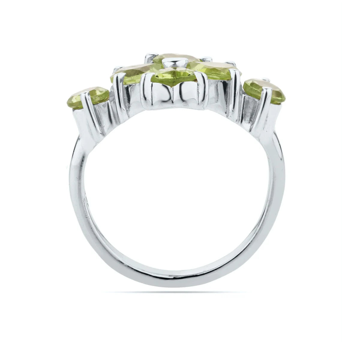 Natural Peridot 925 Sterling Silver Prong Ring,Multi Peridot Gemstone Ring