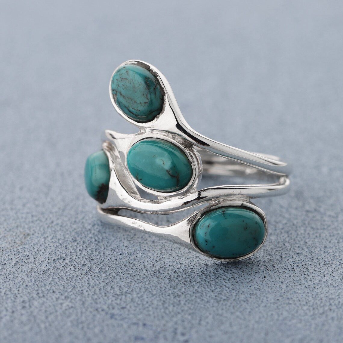 Turquoise Silver Ring, Multi Turquoise ring, sterling silver handmade ring, ring size 6-10 us