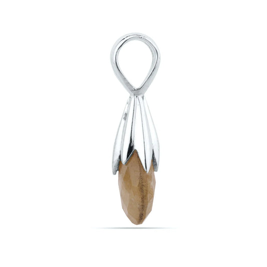 Golden Rutile Pendant - 92.5 Sterling Silver Pendant - Gemstone Pendant - Golden Rutile Teardrop Pendant - Handmade Silver Pendant