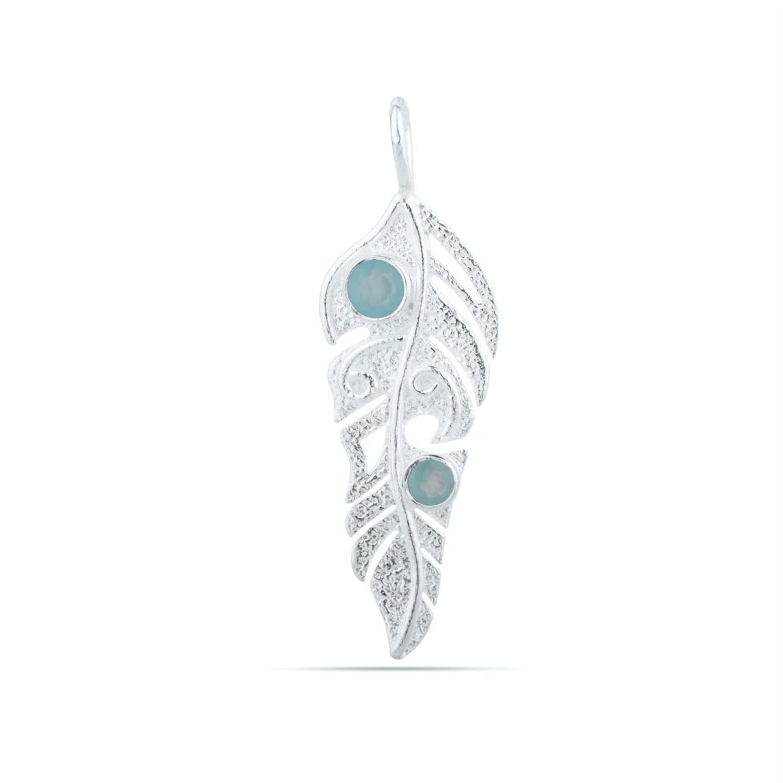 Natural Blue Chalcedony Leaf Silver Pendant - 925 Sterling Silver Gemstone Leaf Pendant 925 Silver Gemstone Bezel Pendant