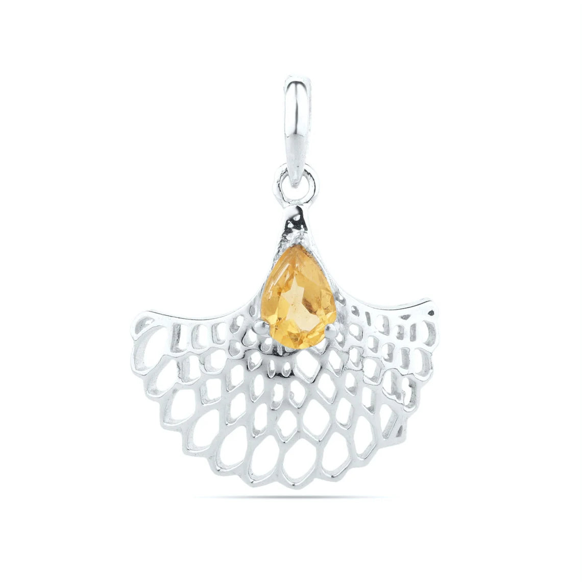 Citrine Pendant, 5x7mm Pear Cut Citrine Pendant in Sterling Silver, November Birthstone