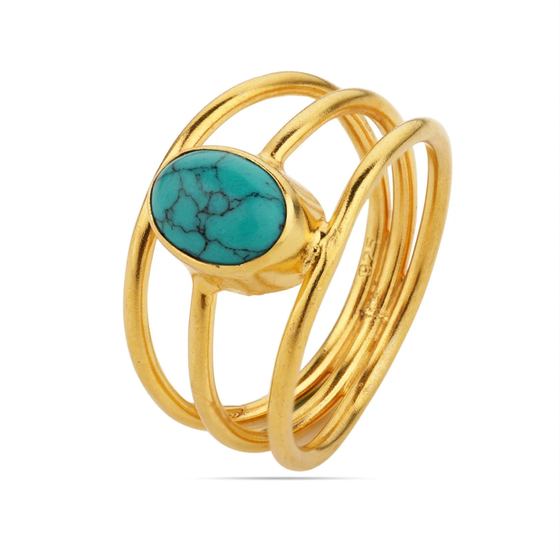 Turquoise Oval Gold Ring