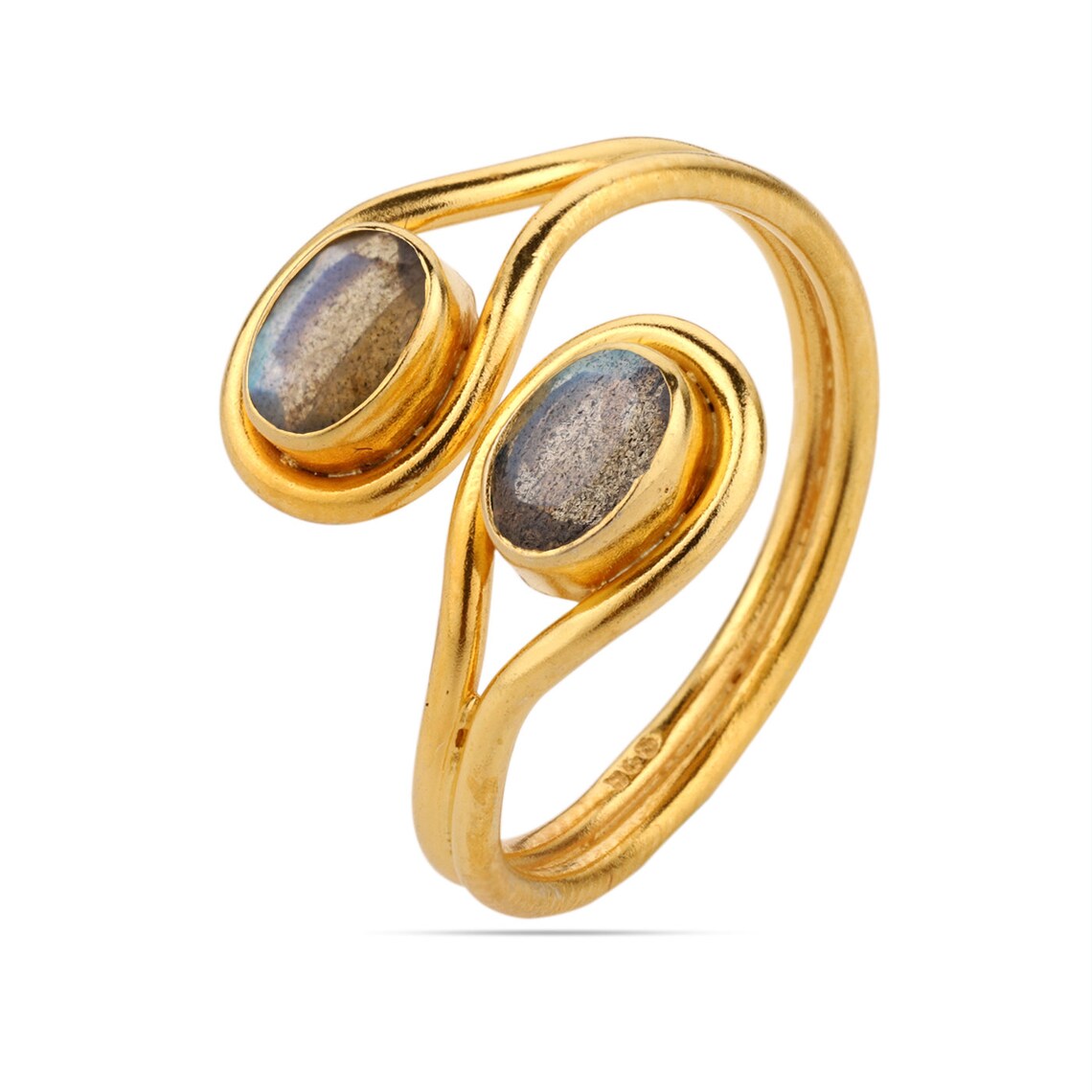 Labradorite ring, adjustable ring, oval ring, 2 labradorite gemstone ring, statement ring Labradorite Ring, Open Ring.