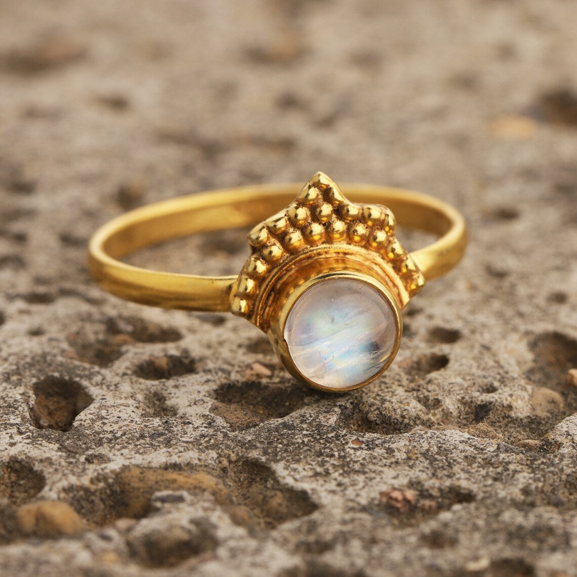 Moonstone Ring ~ Delicate ~stack ring ~ Handmade ~ Gemstone ~ moonstone stacking ~ Everyday ~ Hippie ~Bohemian~June Birthstone gold ring