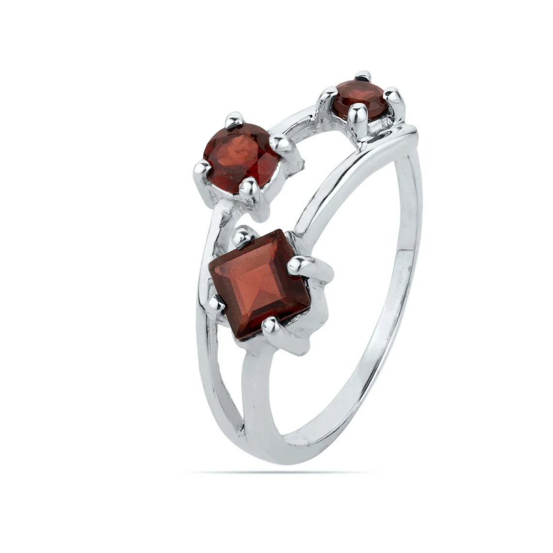 Garnet Gemstone Ring - engagement ring - prong setting ring - 925 sterling silver - Multi Gemstone Ring
