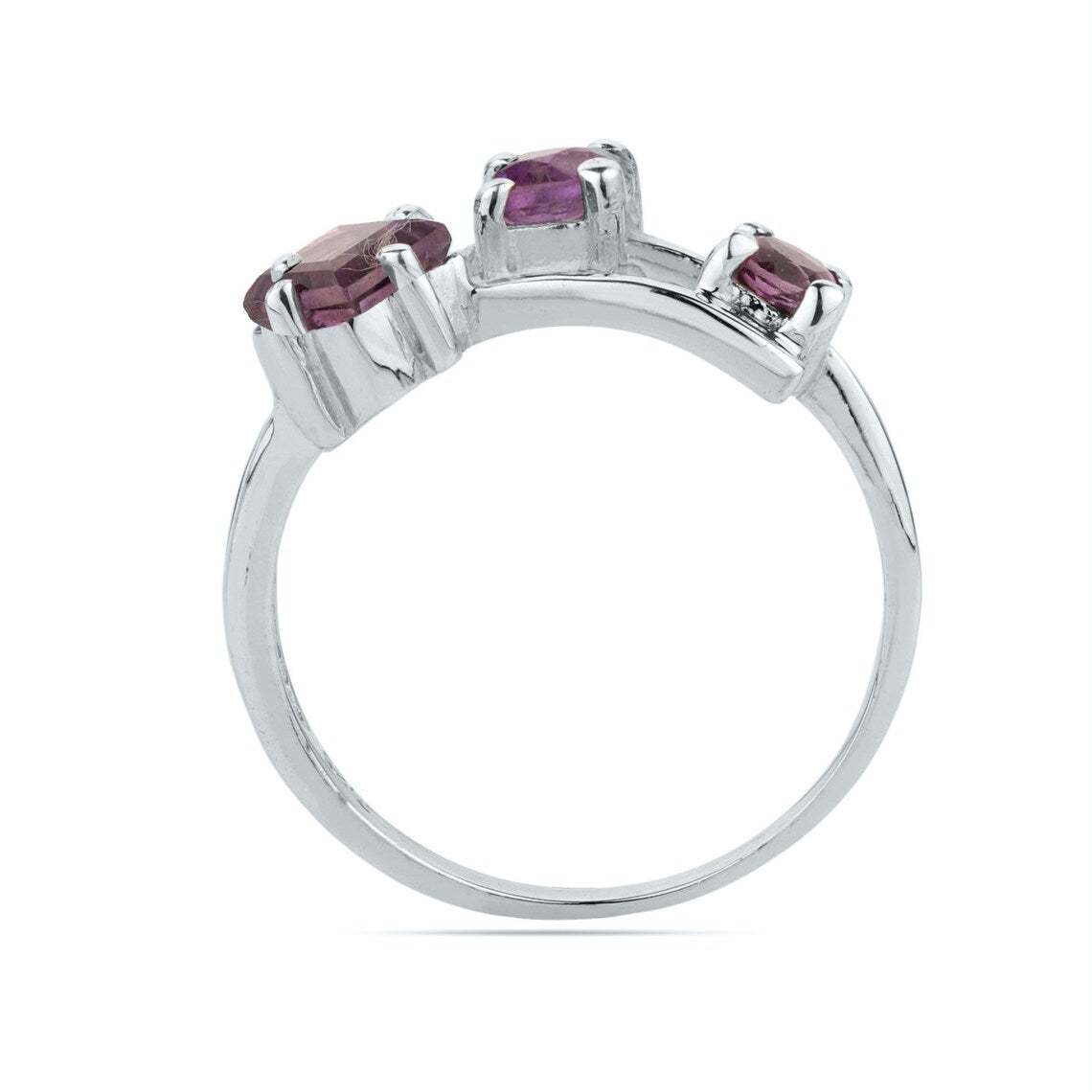 Amethyst Prong Ring - Amethyst Gemstone Ring - 925 Sterling Silver - Multi Amethyst Rose Cut Ring
