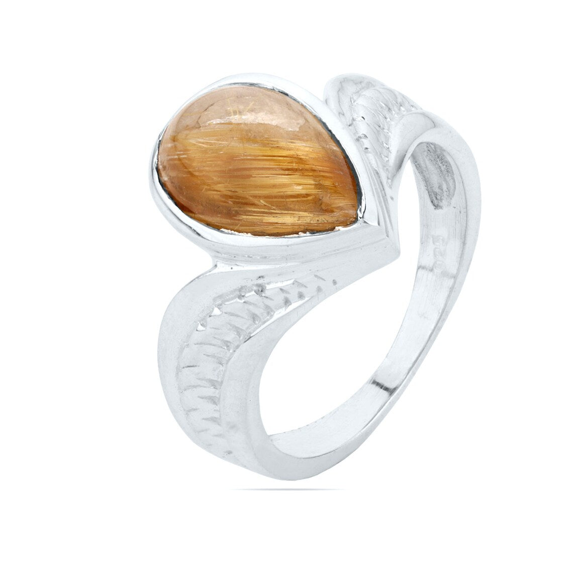 Golden Rutile Ring, Silver Handmade Ring, Rutilated Quartz Ring, Golden Rutilated Quartz Engagement Ring