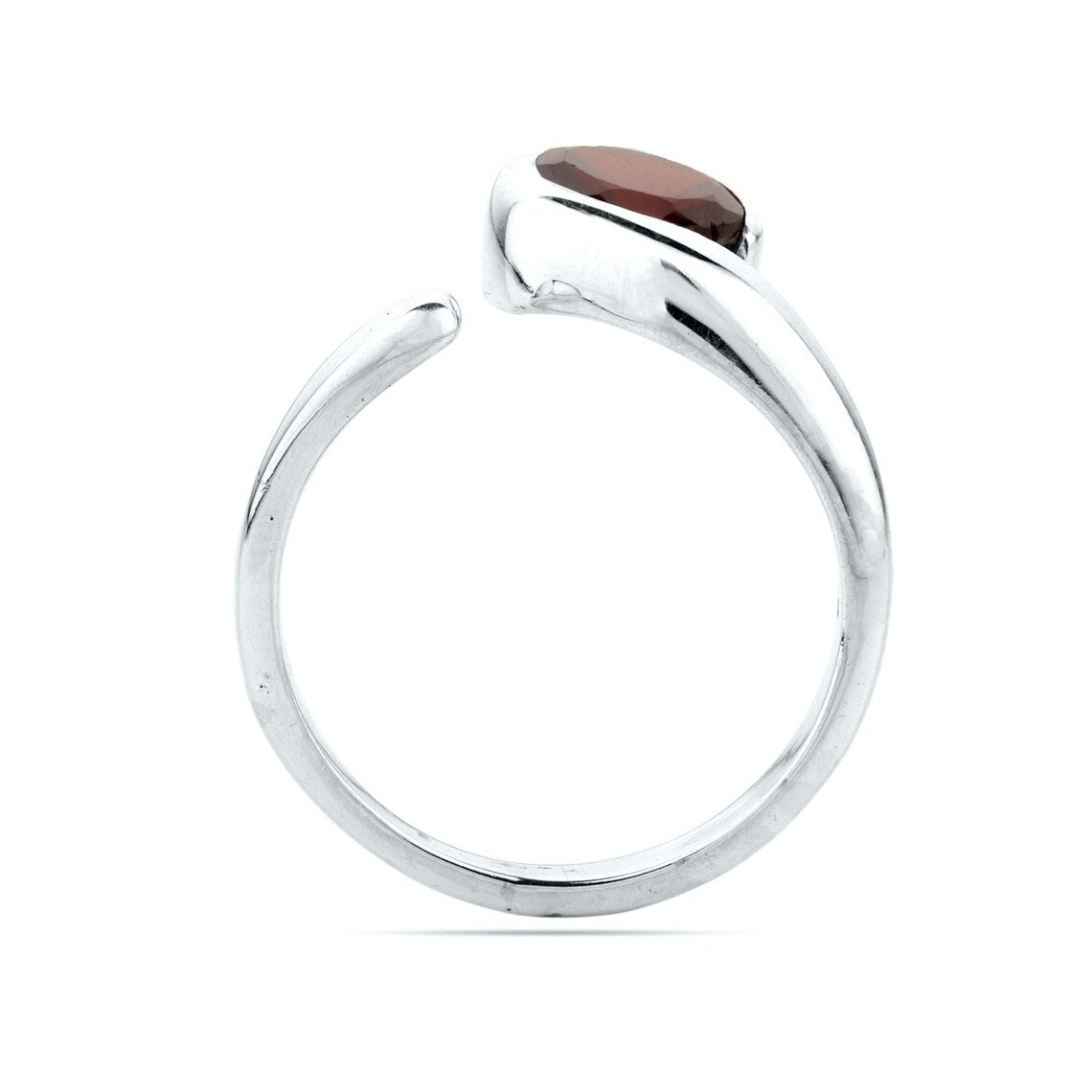 Natural Round Garnet 925 Sterling Silver Ring