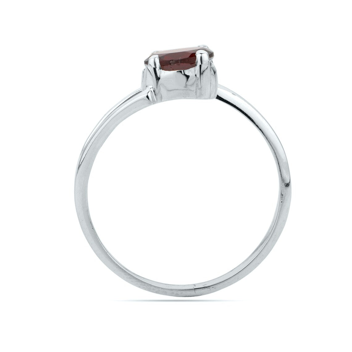 Natural Red Garnet Ring - Oval Garnet Ring-Handmade Silver Ring-Gift For Her-Promise Ring -Birthstone Ring