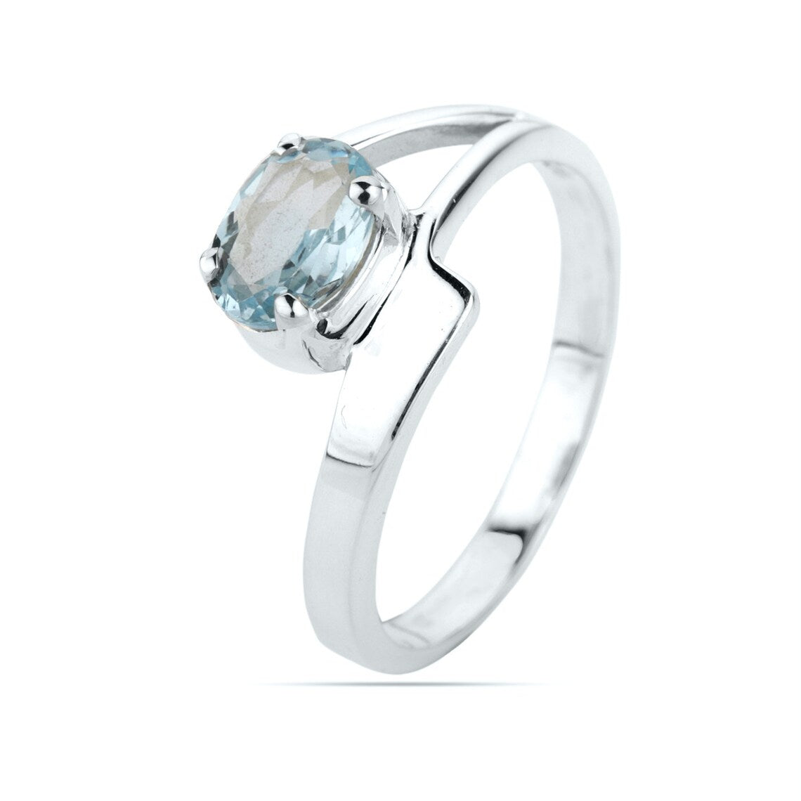 Natural Blue Topaz Oval Ring,Sterling Silver Blue Topaz Oval Ring