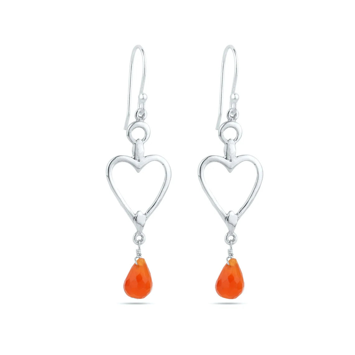 carnelian gemstone earrings - carnelian dangle earrings - Briolette earrings - hook earrings - 925 sterling silver