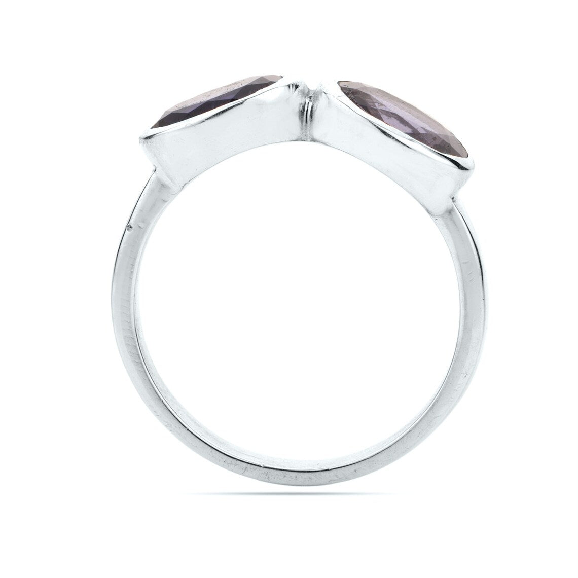 iolite oval faceted ring - iolite gemstone ring - iolite sterling silver ring - two gemstone ring