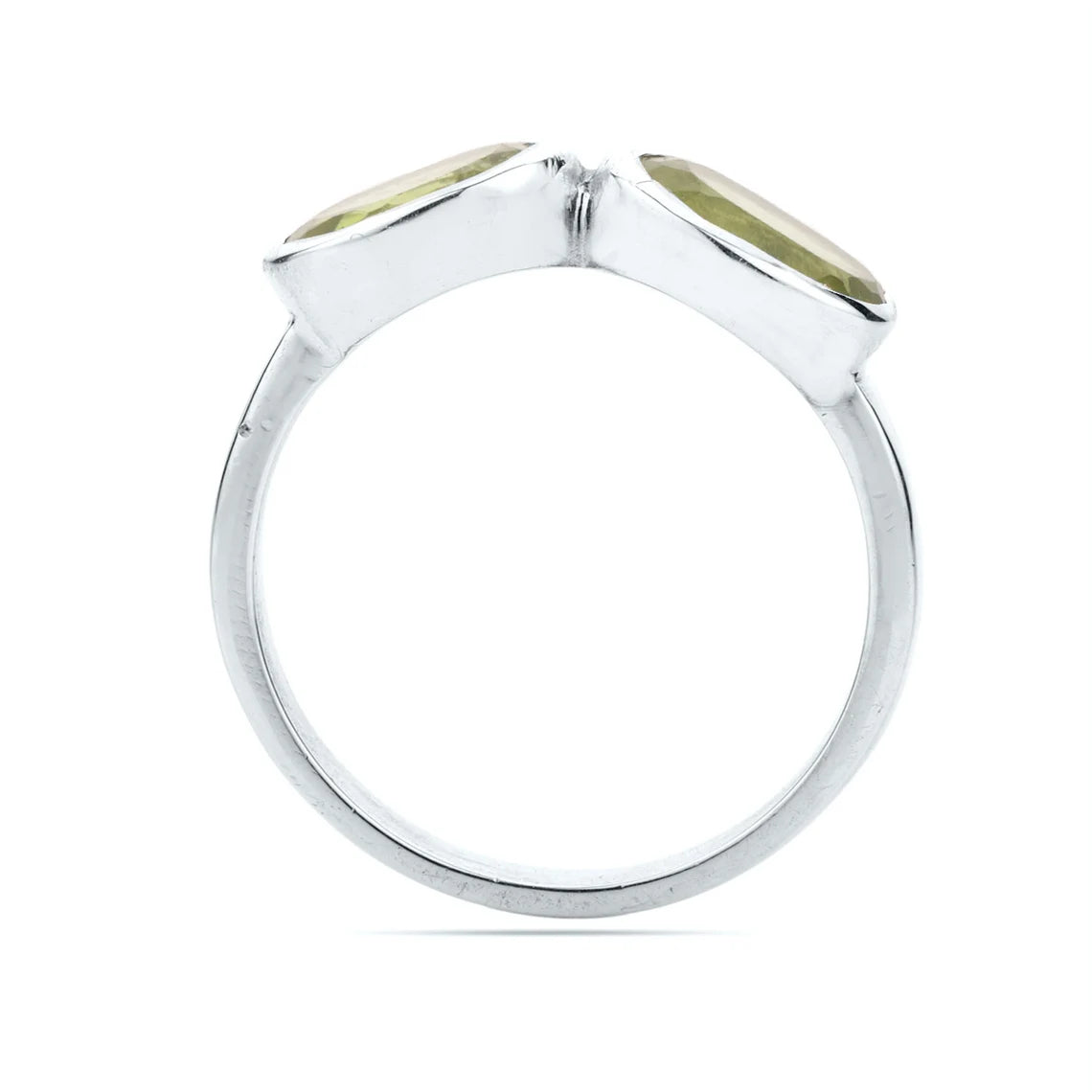 Peridot Gemstone Ring - August Birthstone Ring - two Stone Ring- Peridot Ring - Stacking Ring - Faceted Oval Ring
