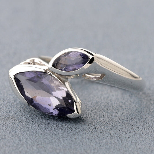 Natural iolite Sterling Silver Ring, Iolite Gemstone Ring