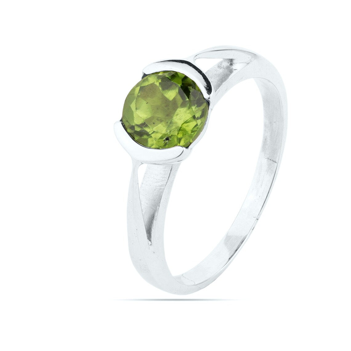 Round Peridot Ring, Peridot Engagement Ring, August Birthstone Ring, Green Stone Ring, Promise Ring Peridot Stacking Ring Gemstone Ring