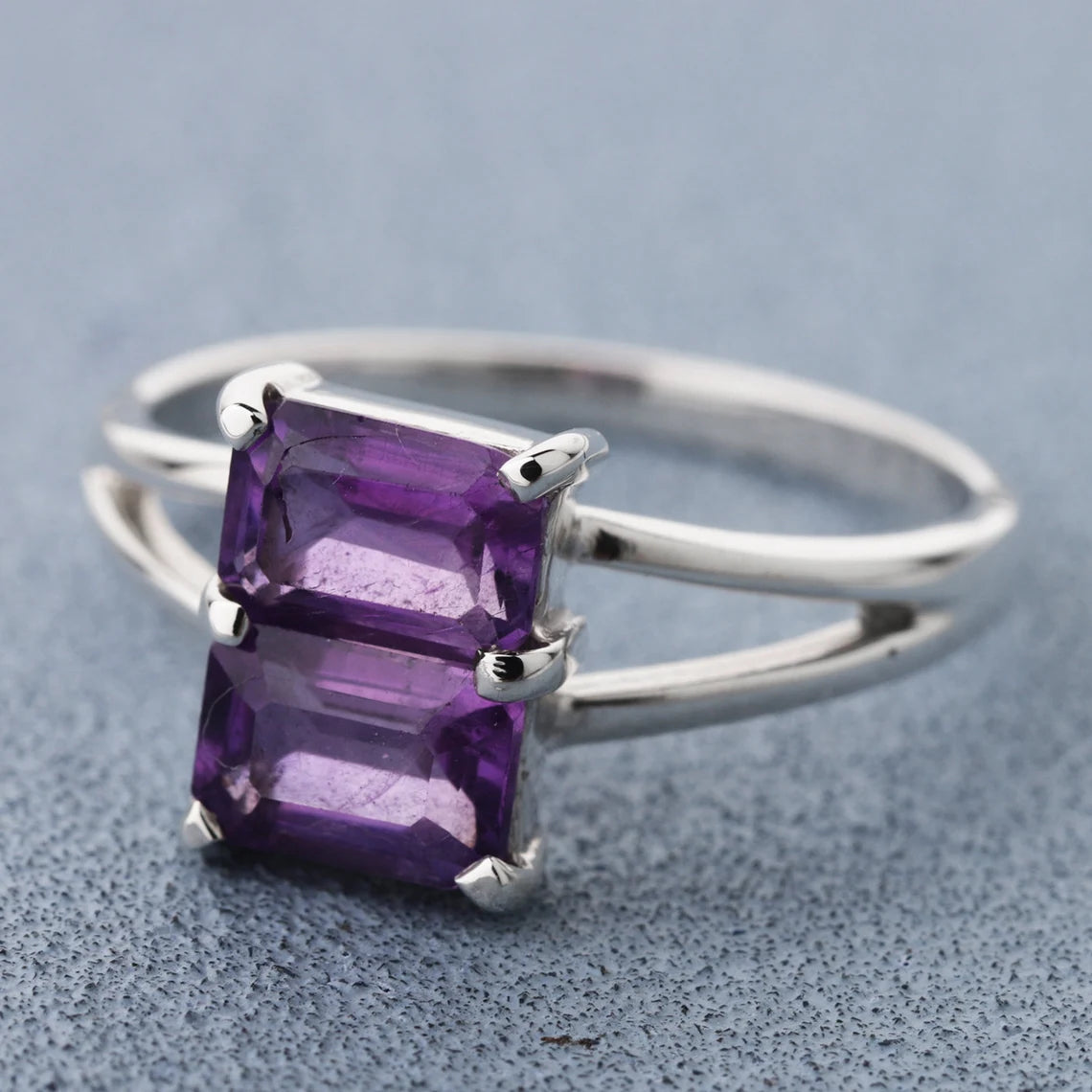 Natural Amethyst Ring, Garnet Ring--925 Sterling Silver Ring--Wedding Ring---Silver Ring, Dual Stone Ring, Handmade Ring, Gift Ring