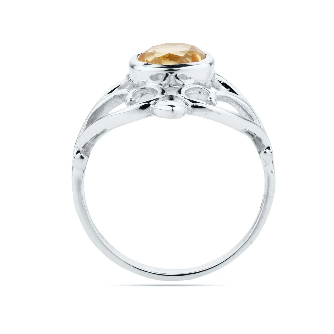 citrine gemstone ring, 925 sterling silver citrine ring, citrine round ring, Anniversary rings, Sterling silver rings