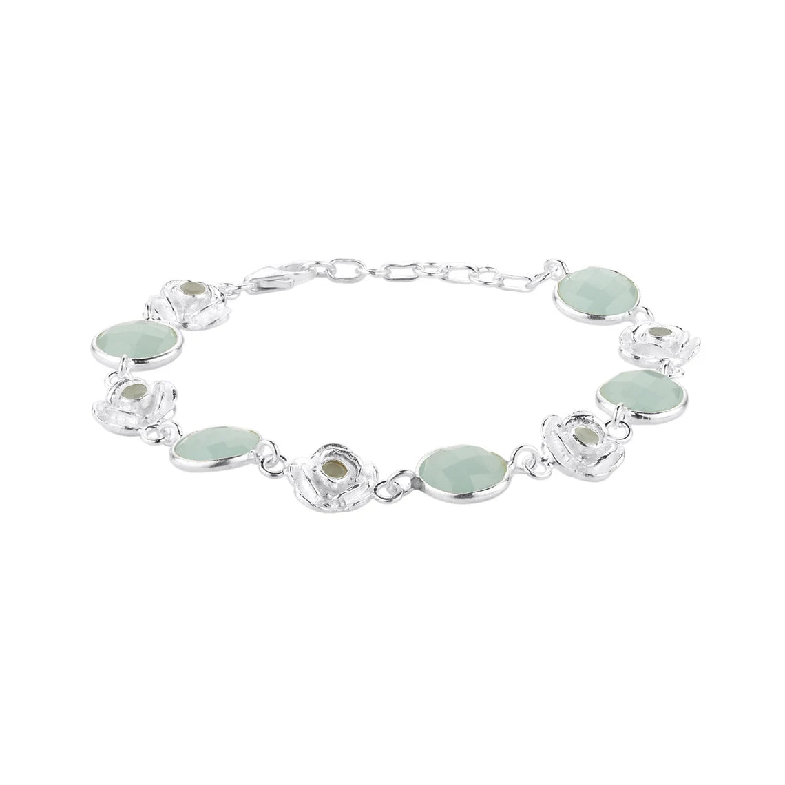 Aqua Chalcedony Bracelet, 925 Sterling Silver Bracelet, Handmade Bracelet, Gift for her, Boho Jewelry